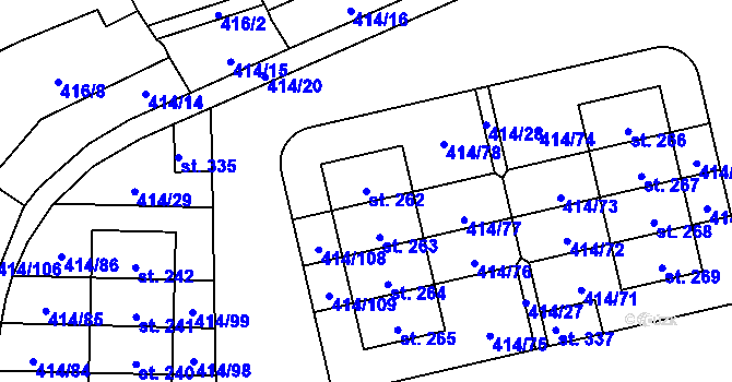 Parcela st. 262 v KÚ Slatina u Velvar, Katastrální mapa