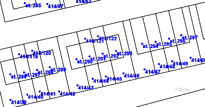 Parcela st. 292 v KÚ Slatina u Velvar, Katastrální mapa