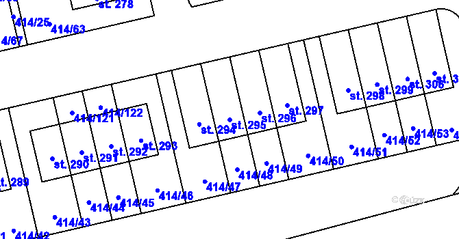 Parcela st. 295 v KÚ Slatina u Velvar, Katastrální mapa
