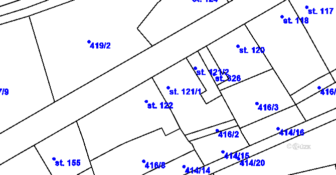 Parcela st. 121/1 v KÚ Slatina u Velvar, Katastrální mapa