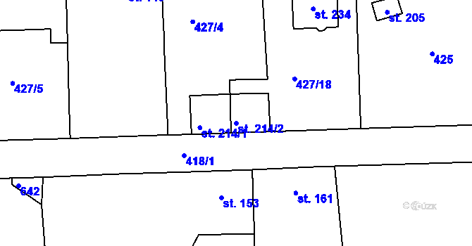 Parcela st. 214/2 v KÚ Slatina u Velvar, Katastrální mapa