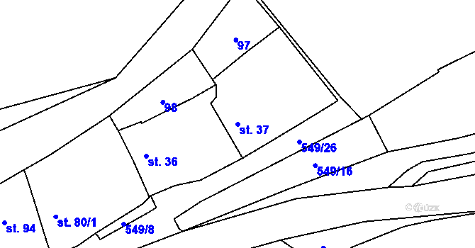 Parcela st. 37 v KÚ Slatina u Velvar, Katastrální mapa