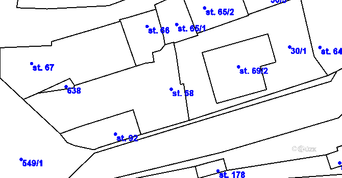 Parcela st. 68 v KÚ Slatina u Velvar, Katastrální mapa