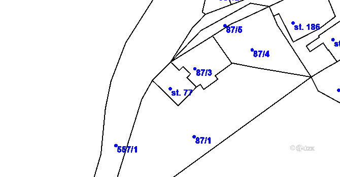 Parcela st. 77 v KÚ Slatina u Velvar, Katastrální mapa