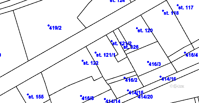 Parcela st. 121 v KÚ Slatina u Velvar, Katastrální mapa