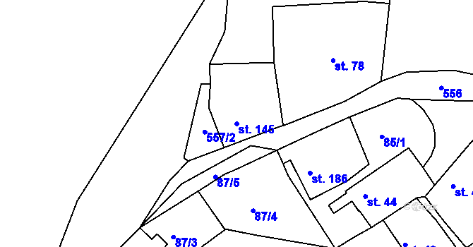 Parcela st. 145 v KÚ Slatina u Velvar, Katastrální mapa