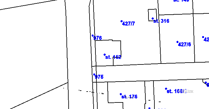 Parcela st. 152 v KÚ Slatina u Velvar, Katastrální mapa