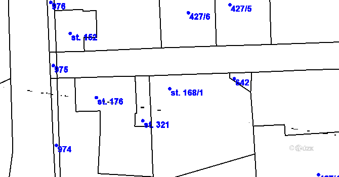 Parcela st. 168/1 v KÚ Slatina u Velvar, Katastrální mapa