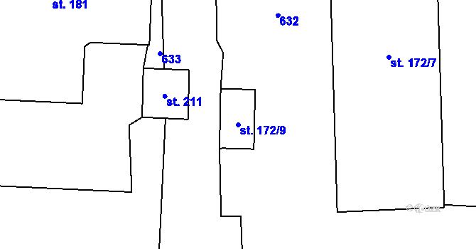 Parcela st. 172/9 v KÚ Slatina u Velvar, Katastrální mapa