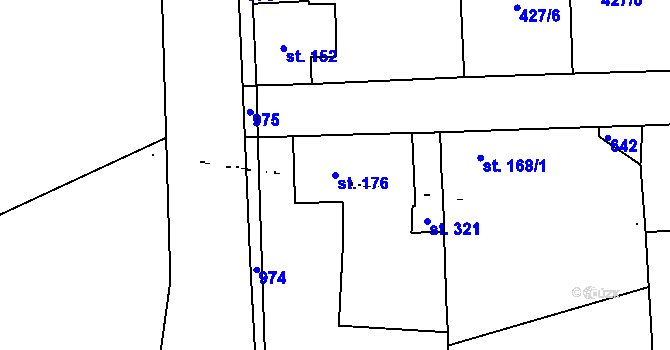 Parcela st. 176 v KÚ Slatina u Velvar, Katastrální mapa