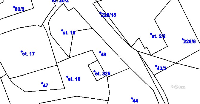 Parcela st. 49 v KÚ Slatina u Velvar, Katastrální mapa