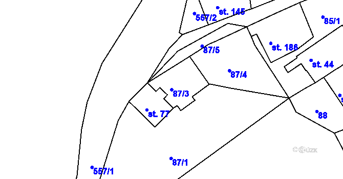 Parcela st. 87/3 v KÚ Slatina u Velvar, Katastrální mapa