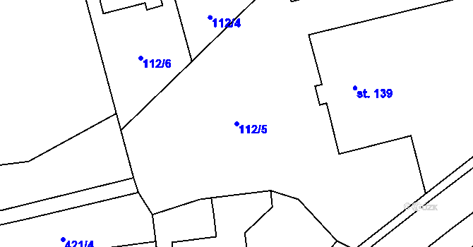 Parcela st. 112/5 v KÚ Slatina u Velvar, Katastrální mapa