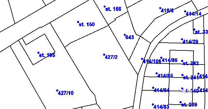 Parcela st. 427/2 v KÚ Slatina u Velvar, Katastrální mapa