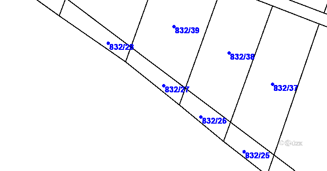Parcela st. 832/27 v KÚ Slatina u Horažďovic, Katastrální mapa