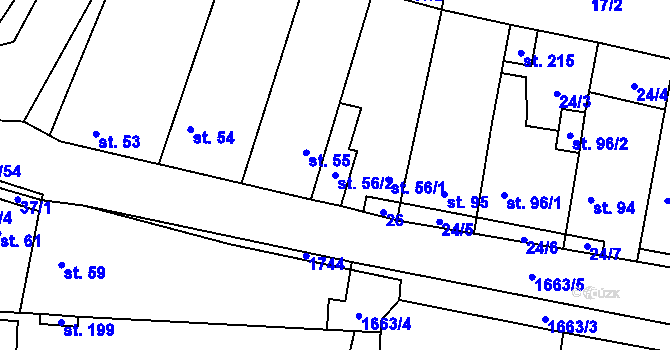 Parcela st. 56/2 v KÚ Slatina pod Hazmburkem, Katastrální mapa