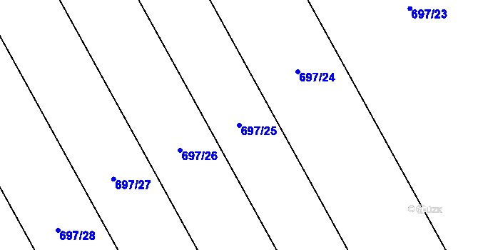 Parcela st. 697/25 v KÚ Slatina pod Hazmburkem, Katastrální mapa