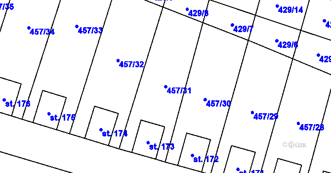 Parcela st. 457/31 v KÚ Slatina pod Hazmburkem, Katastrální mapa