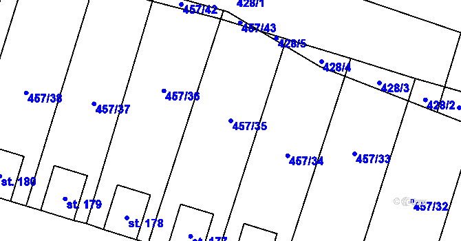 Parcela st. 457/35 v KÚ Slatina pod Hazmburkem, Katastrální mapa