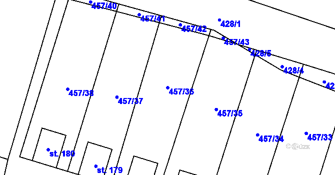 Parcela st. 457/36 v KÚ Slatina pod Hazmburkem, Katastrální mapa