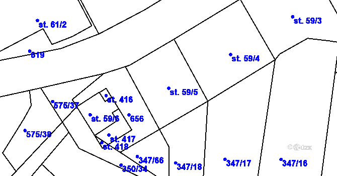 Parcela st. 59/5 v KÚ Slatina u Hradce Králové, Katastrální mapa