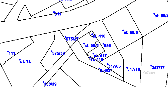 Parcela st. 59/6 v KÚ Slatina u Hradce Králové, Katastrální mapa
