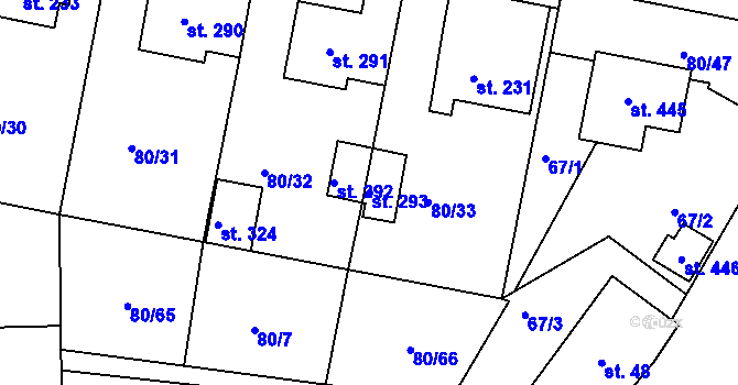 Parcela st. 293 v KÚ Slatina u Hradce Králové, Katastrální mapa