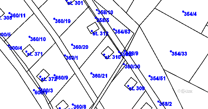 Parcela st. 310 v KÚ Slatina u Hradce Králové, Katastrální mapa