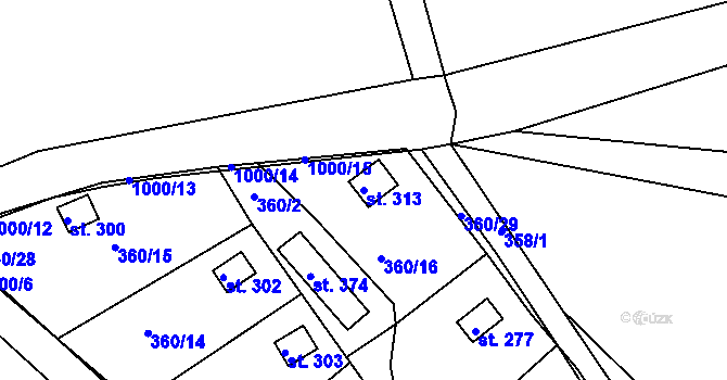 Parcela st. 313 v KÚ Slatina u Hradce Králové, Katastrální mapa