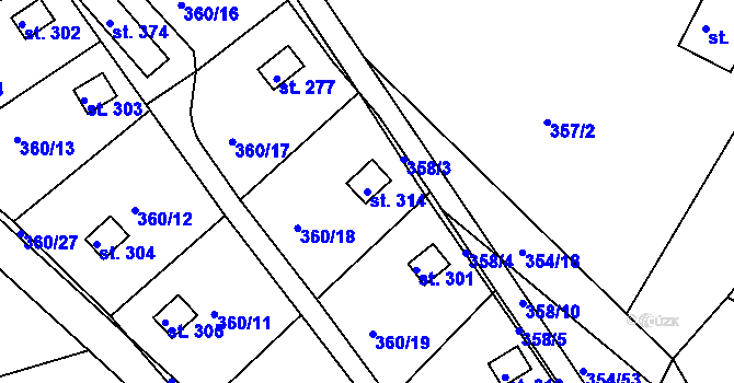 Parcela st. 314 v KÚ Slatina u Hradce Králové, Katastrální mapa