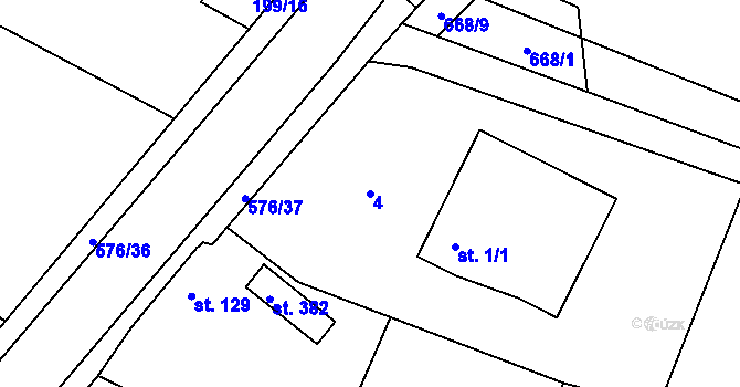 Parcela st. 4 v KÚ Slatina u Hradce Králové, Katastrální mapa