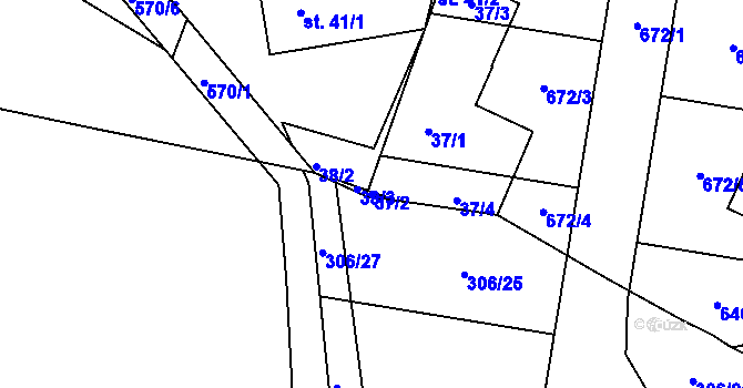 Parcela st. 37/2 v KÚ Slatina u Hradce Králové, Katastrální mapa