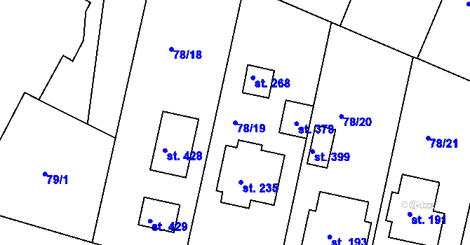 Parcela st. 78/19 v KÚ Slatina u Hradce Králové, Katastrální mapa