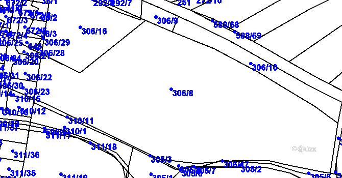 Parcela st. 306/8 v KÚ Slatina u Hradce Králové, Katastrální mapa