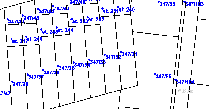 Parcela st. 347/32 v KÚ Slatina u Hradce Králové, Katastrální mapa