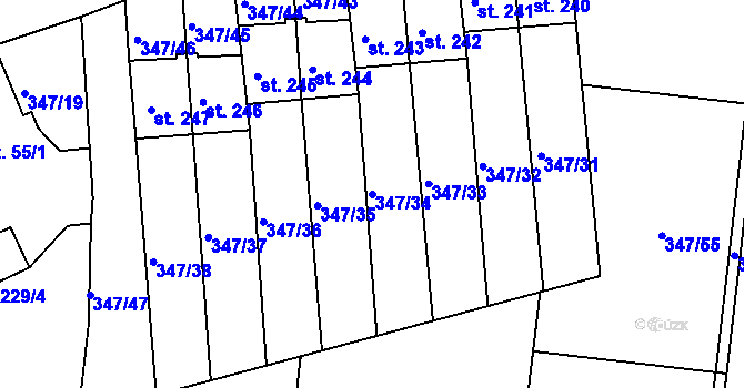 Parcela st. 347/34 v KÚ Slatina u Hradce Králové, Katastrální mapa