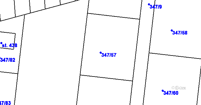 Parcela st. 347/57 v KÚ Slatina u Hradce Králové, Katastrální mapa
