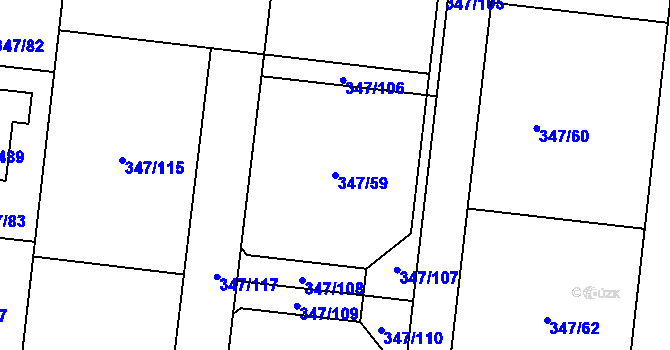 Parcela st. 347/59 v KÚ Slatina u Hradce Králové, Katastrální mapa