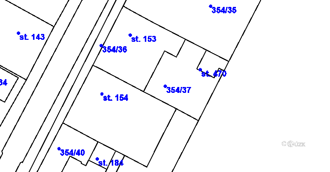 Parcela st. 354/37 v KÚ Slatina u Hradce Králové, Katastrální mapa