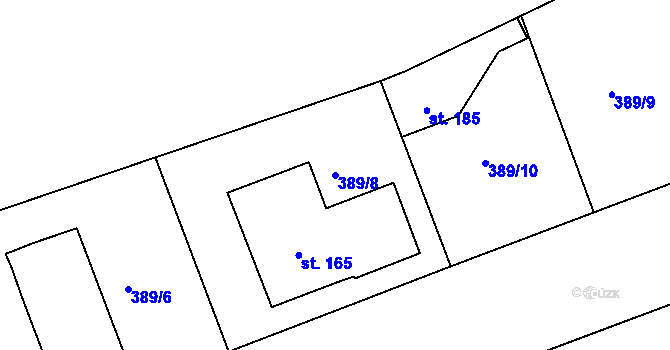 Parcela st. 389/8 v KÚ Slatina u Hradce Králové, Katastrální mapa