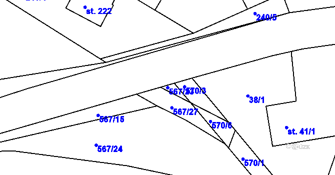 Parcela st. 567/23 v KÚ Slatina u Hradce Králové, Katastrální mapa