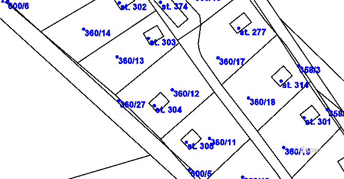 Parcela st. 360/12 v KÚ Slatina u Hradce Králové, Katastrální mapa