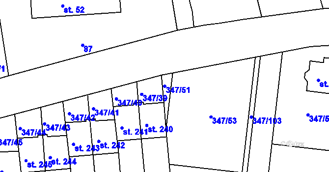 Parcela st. 347/51 v KÚ Slatina u Hradce Králové, Katastrální mapa