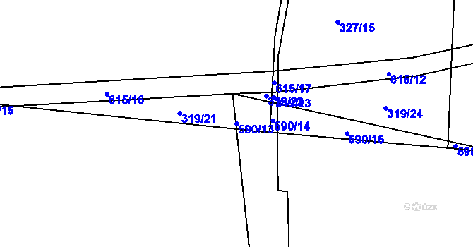 Parcela st. 590/13 v KÚ Slatina u Hradce Králové, Katastrální mapa
