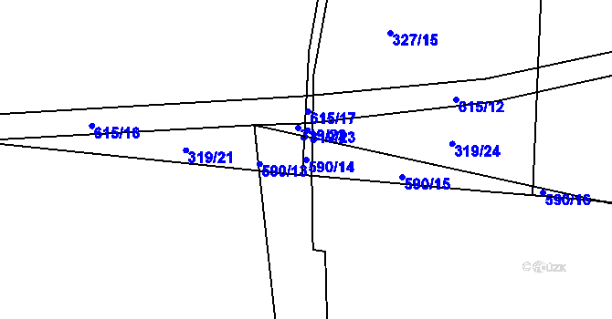 Parcela st. 590/14 v KÚ Slatina u Hradce Králové, Katastrální mapa