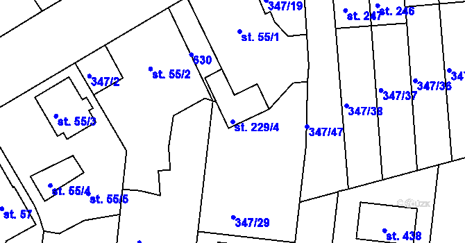 Parcela st. 229/4 v KÚ Slatina u Hradce Králové, Katastrální mapa