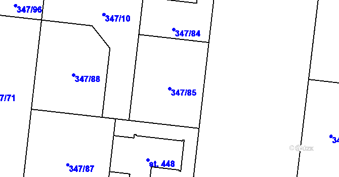 Parcela st. 347/85 v KÚ Slatina u Hradce Králové, Katastrální mapa