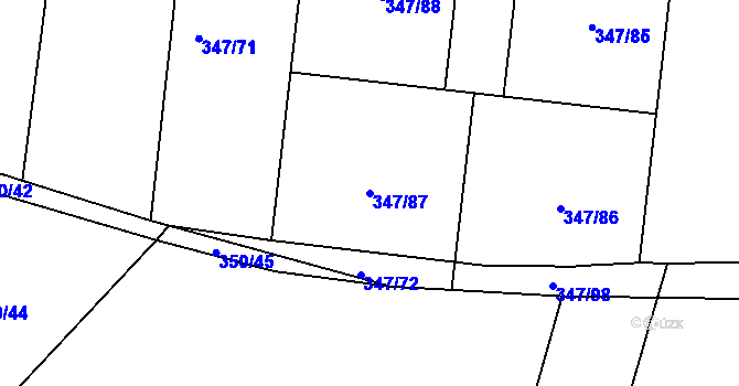 Parcela st. 347/87 v KÚ Slatina u Hradce Králové, Katastrální mapa