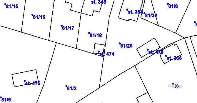 Parcela st. 474 v KÚ Slatina u Hradce Králové, Katastrální mapa
