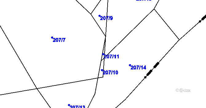 Parcela st. 207/11 v KÚ Březinka, Katastrální mapa